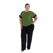 Conjunto Feminino Verão Blusa Manga Curta e Calça Plus Size