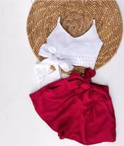 Conjunto feminino verão - Cropped e short- Festa Natal Conjunto feminino verão - Cropped e short- Festa Natal