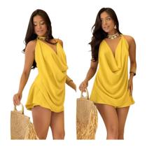 Conjunto Feminino Verão Short Saia Com Blusa Frente Única Duna Decotada Casual Elegante