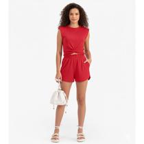 Conjunto Feminino Vermelho Blusa e Shorts Juvenil Natal