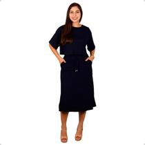 Conjunto Feminino Viscolycra Moda Evangélica Saia Midi e Blusa Manga Curta Conjunto Feminino Viscolycra Moda Evangélica Saia Midi e Blusa Manga Curta