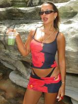 Conjunto Feminino Y2K Hipster De 2 Peças Com Estampa De Flor Camisola E Saia Moda Praia Verão Conjunto Feminino Y2K Hipster De 2 Peças Com Estampa De Flor Camisola E Saia Moda Praia Verão