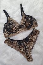 Conjunto Fênix Plus sem bojo e com aro bicolor preto com dourado
