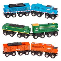 Conjunto ferroviário de madeira Battat Classic Trains 6Pc Magnetic 3+