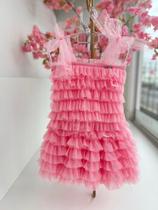 Conjunto Festa Blusa e Saia de Tulê Com Babados Animê