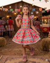 Conjunto Festa Junina Infantil Menina Cropped Saia Xadrez Rosa