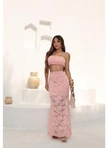 Conjunto Festa Saia Longa e Top em Renda