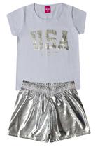 Conjunto Festas Blusa e Shorts - Prata Conjunto Festas Blusa e Shorts - Prata