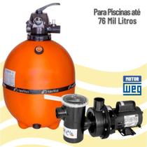 Conjunto Filtro E Motobomba 3/4Cv Para Piscina Até 76 Mil Litros - Nautilus