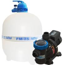 Conjunto Filtro FM-75 e Motobomba BMC-150 1,5 CV Monofásica Para Piscinas até 176.000 Mil Litros - Sodramar