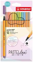 Conjunto Fineliner STABILO point 88 Pastellove de 12 cores