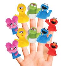 Conjunto Finger Puppet Sesame Street, 10 peças de PVC impermeável Conjunto Finger Puppet Sesame Street, 10 peças de PVC impermeável