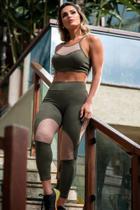 Conjunto fit cinza poliamida feminino -tamanho p