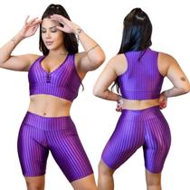 Conjunto Fitness 3D Top com bojo com Bermuda academia