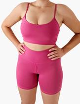 Conjunto fitness academia femino térmico shorts top sem bojo