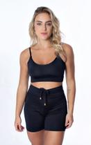 Conjunto Fitness Academia Short com cadarço e Top Suplex cós alto
