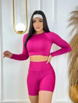 Conjunto Fitness Academia Short E Top Cropped Manga Longa Rosa Conjunto Fitness Academia Short E Top Cropped Manga Longa Rosa
