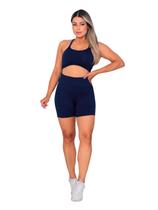 Conjunto Fitness Academia Top Alcinha com Bojo e Short Marinho Conjunto Fitness Academia Top Alcinha com Bojo e Short Marinho