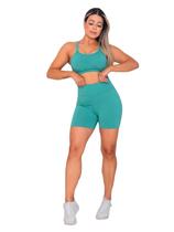 Conjunto Fitness Academia Top Alcinha com Bojo e Short Verde Conjunto Fitness Academia Top Alcinha com Bojo e Short Verde