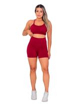 Conjunto Fitness Academia Top Alcinha com Bojo e Short Vinho Conjunto Fitness Academia Top Alcinha com Bojo e Short Vinho