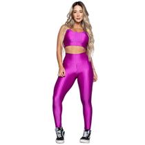 Conjunto Fitness Bella Fiore New Zig 3D Top Bojo Removível e Calça Academia Malhar