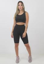 Conjunto Fitness Bermuda legging + Cropped regatinha