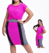 Conjunto fitness, blusa com manga em dry fit e short saia em poliéster dry fit, cor vermelho