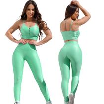Conjunto Fitness Calça Basica Compressão Cores em Poliamida