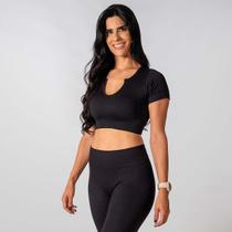 Conjunto Fitness Calça E Cropped Canelado Preto Alma Genius Conjunto Fitness Calça E Cropped Canelado Preto Alma Genius
