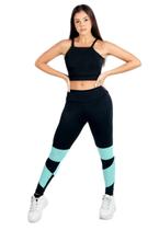 Conjunto Fitness Calça Legging Cintura Alta + Cropped Alcinha com Telinha Tiffany