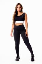 Conjunto fitness calça Legging Cintura Alta + Cropped Regata