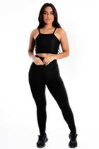 Conjunto Fitness calça Legging + Cropped alcinha