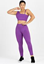 Conjunto Fitness calça Legging + Cropped com detalhes no ombro e costas