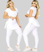 Conjunto Fitness Calça Legging Saia Com Bolso E Top Cropped Treino Academia Moda Evangélica The Start