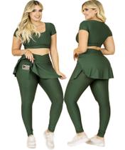 Conjunto Fitness Calça Legging Saia Com Bolso E Top Cropped Treino Academia Moda Evangélica The Start Conjunto Fitness Calça Legging Saia Com Bolso E Top Cropped Treino Academia Moda Evangélica The Start