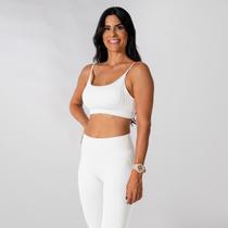 Conjunto Fitness Calça Top Alça Regulavel Branco Alma Genius Conjunto Fitness Calça Top Alça Regulavel Branco Alma Genius