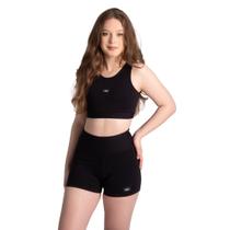 Conjunto Fitness Cropped Top e Short Preto em Suplex Poliamida Preto Conjunto Fitness Cropped Top e Short Preto em Suplex Poliamida Preto