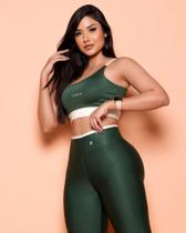 Conjunto Fitness De Academia Calça E Top Zero Transparência Verde-Musgo/ Lisa Conjunto Fitness De Academia Calça E Top Zero Transparência Verde-Musgo/ Lisa