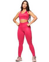 Conjunto Fitness Feminino Academia Calça Legging e Top Poliamida Zero Transparência