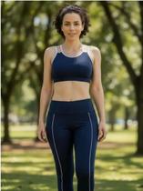 Conjunto Fitness Feminino Azul Top + Legging Esportivo Academia Conjunto Fitness Feminino Azul Top + Legging Esportivo Academia