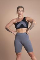 Conjunto Fitness Feminino Bermuda Lisa Academia Treino E Top Cropped Ombro Só Moda F7 NEW STYLE