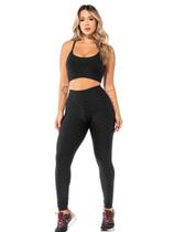 Conjunto Fitness Feminino Bubble Preto WarFit Conjunto Fitness Feminino Bubble Preto WarFit