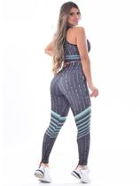 Conjunto Fitness Feminino Calça e Top Poliamida Premium Chumbo