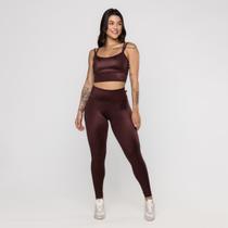 Conjunto Fitness Feminino Calça Legg e Top Bojo Textura Poliamida