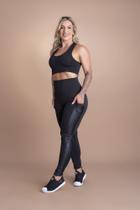 Conjunto Fitness Feminino Calça Legging Cintura Alta Com Bolso Lateral Cirrê Couro e Top Liso Básico Nadador Academia F7 NEW STYLE Conjunto Fitness Feminino Calça Legging Cintura Alta Com Bolso Lateral Cirrê Couro e Top Liso Básico Nadador Academia F7 NEW STYLE