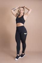 Conjunto Fitness Feminino Calça Legging Cintura Alta Com Bolso Lateral Cirrê Couro e Top Liso Básico Nadador Academia F7 NEW STYLE Conjunto Fitness Feminino Calça Legging Cintura Alta Com Bolso Lateral Cirrê Couro e Top Liso Básico Nadador Academia F7 NEW STYLE