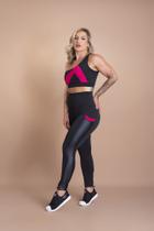 Conjunto Fitness Feminino Calça Legging Cintura Alta Com Bolso Lateral Cirrê E Top Faixa Um Ombro Moda Academia F7 NEW STYLE