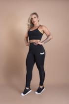 Conjunto Fitness Feminino Calça Legging Cintura Alta Com Bolso Tela E Top Cropped Alcinha Treino Moda Academia F7 NEW STYLE