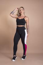 Conjunto Fitness Feminino Calça Legging Cintura Alta Detalhe E Top Cropped Alça Moda Academia F7 NEW STYLE