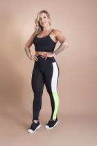 Conjunto Fitness Feminino Calça Legging Cintura Alta Detalhe E Top Cropped Alça Moda Academia F7 NEW STYLE